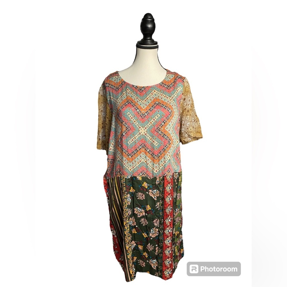 Anthropologie Multicolor Patchwork Mini Dress. Li… - image 5